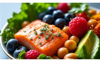 Vibrant plate of healthy, colorful food.