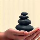 Icon representing stress management, perhaps a person meditating or a balanced scale.
