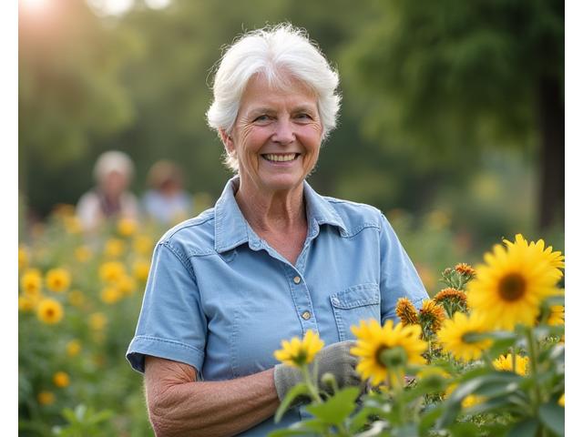 Photo of Susan, 65, enjoying gardening or a similar active hobby, looking content.